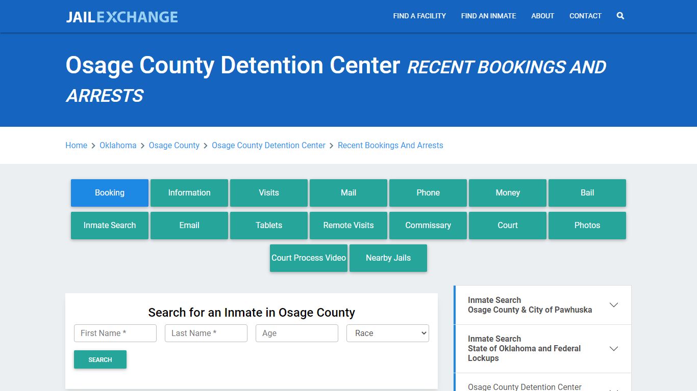 Osage County Detention Center Recent Bookings And Arrests - Jail Exchange