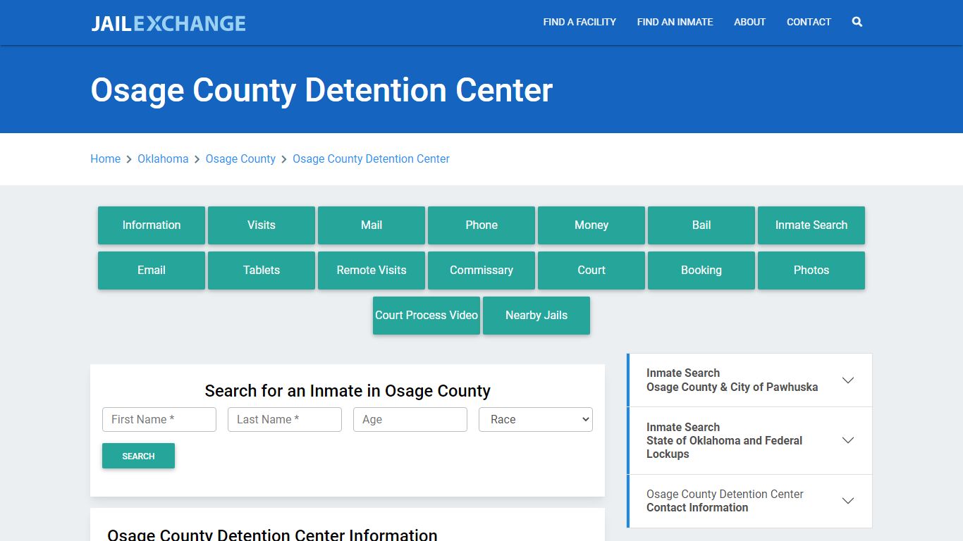 Osage County Detention Center Roster Lookup, OK, Inmate Search