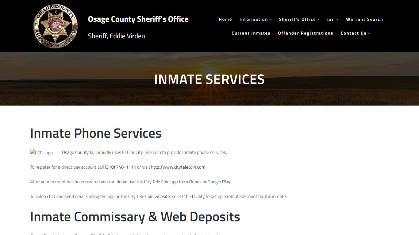 Inmate Services – Osage County Sheriff's Office - OCSO